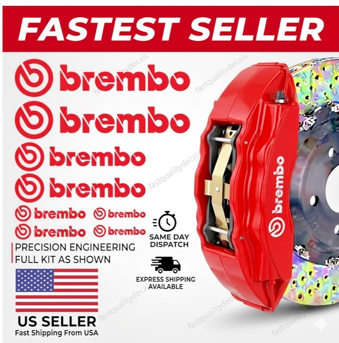 Fits Brembo Brake Caliper High Temp Vinyl Decal Sticker 8 PCS 4 pairs Pick Color