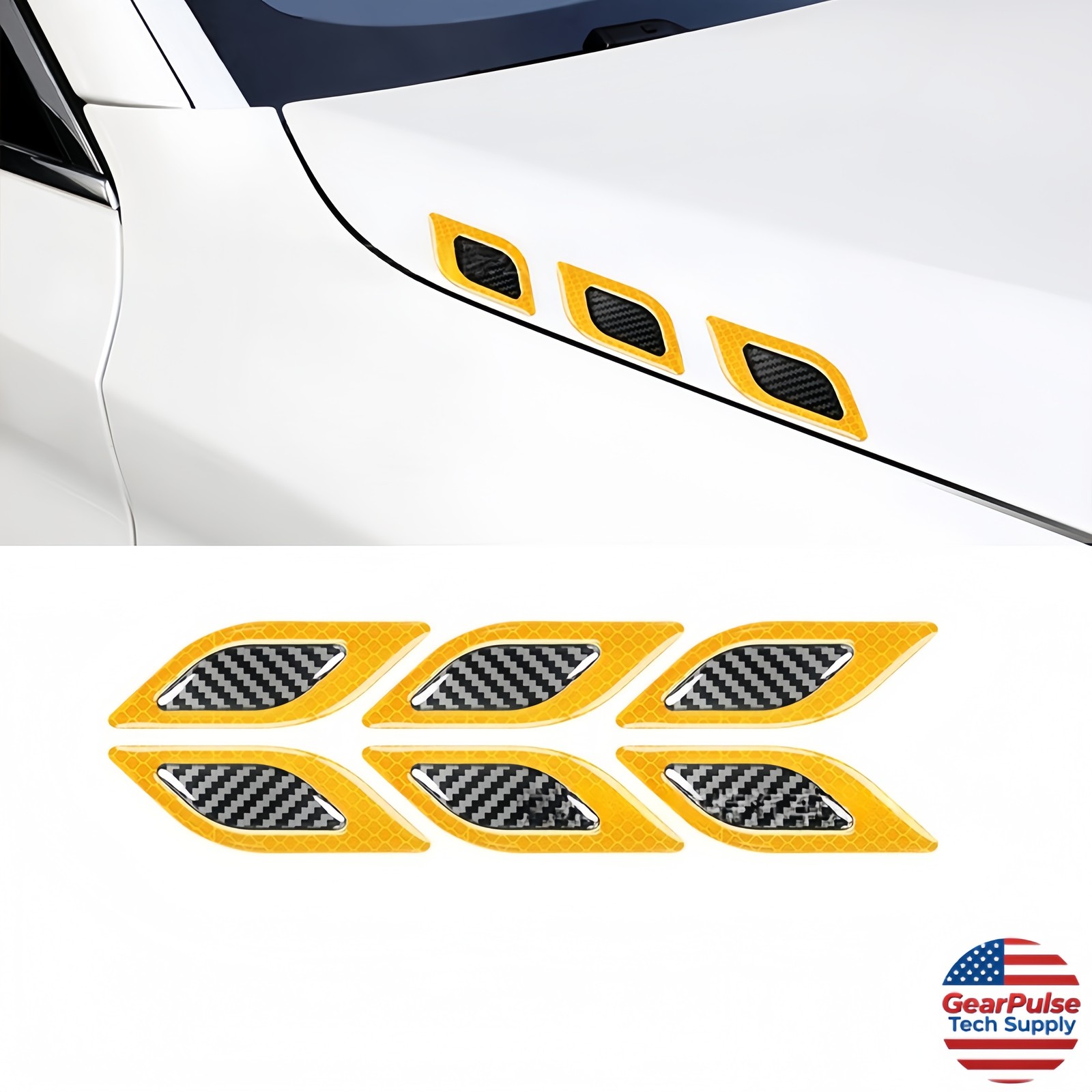 Yellow-Black Car Door Handle Bowl Anti-Scratch Sticker Protector Trim