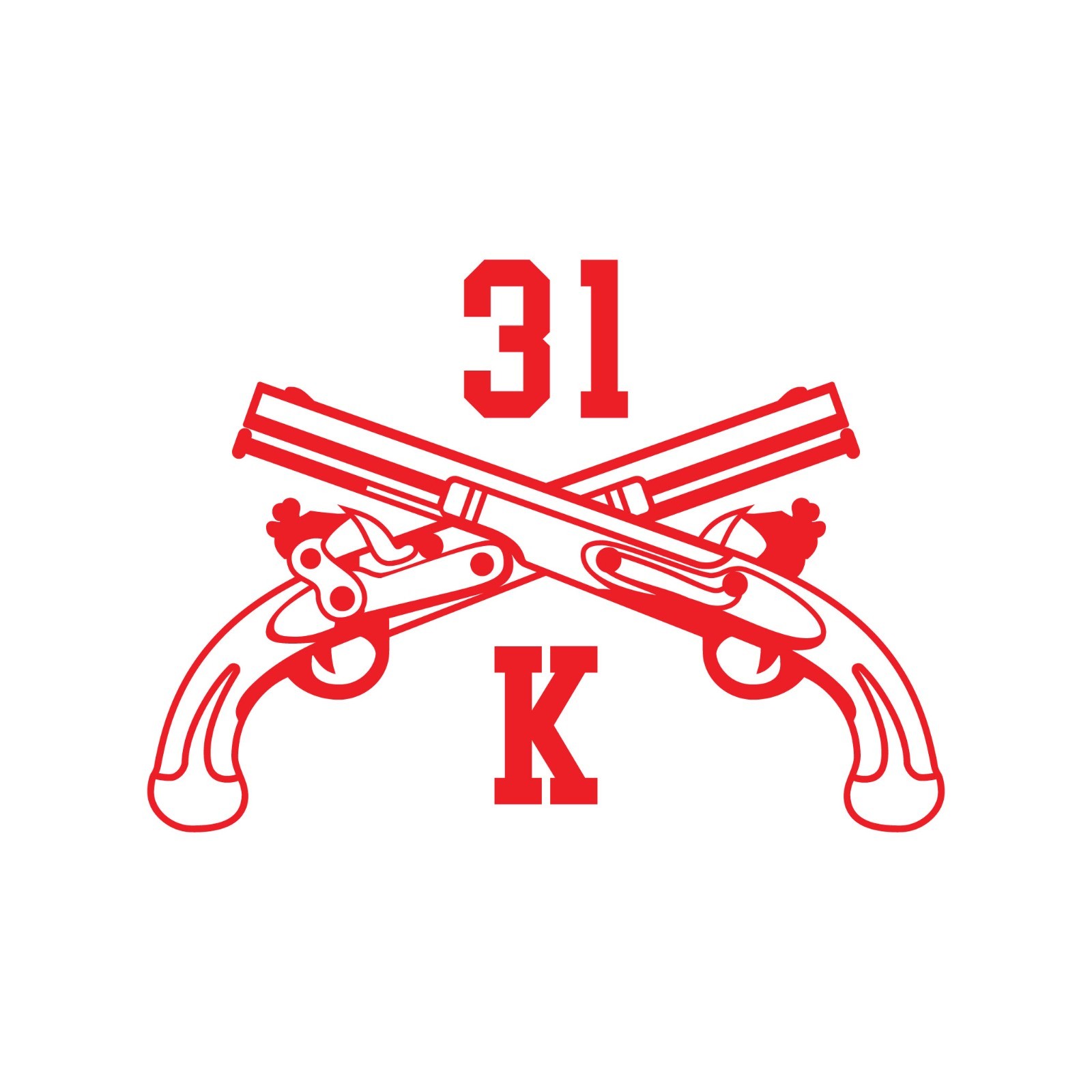 Army MOS 31K Working Dog Handler Crossed Pistols Insignia Decal 3″ x 5.5″