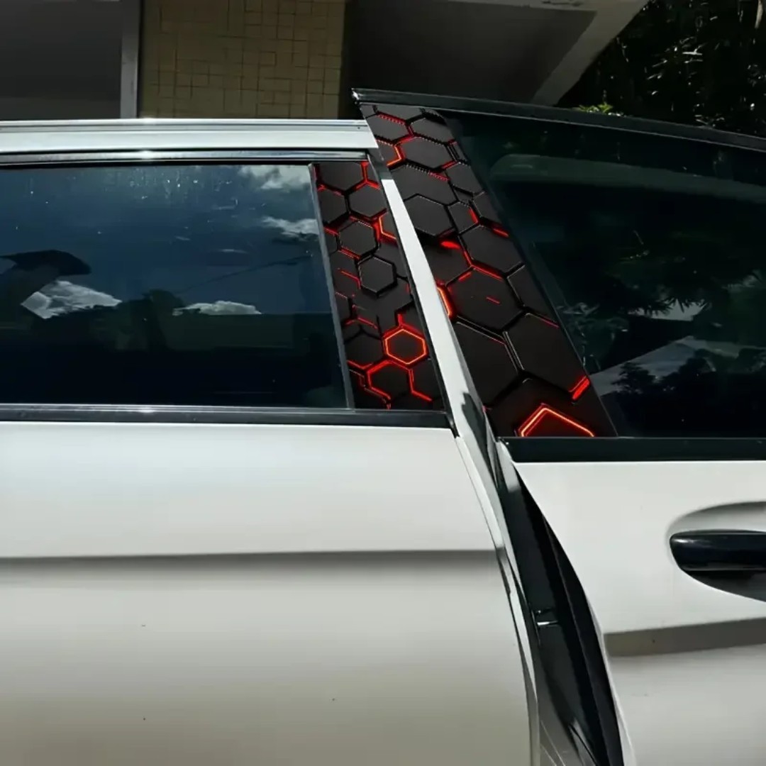 2pcs Durable PVC Car Stickers Plaid Pattern Waterproof Scratch-Resistant Decals