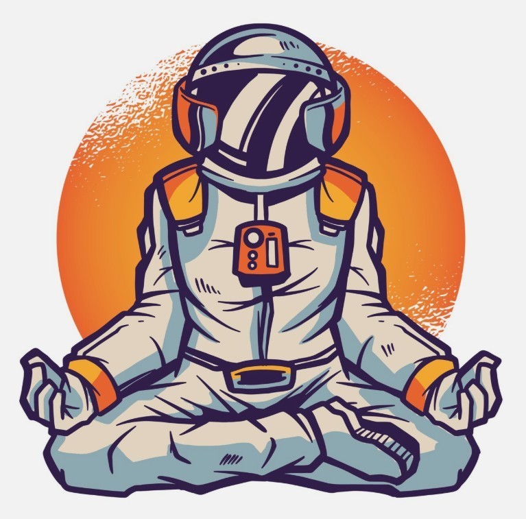Astronaut Meditate Sticker (2 Inch) Waterproof Adhesive Peel & Stick Car Bumper