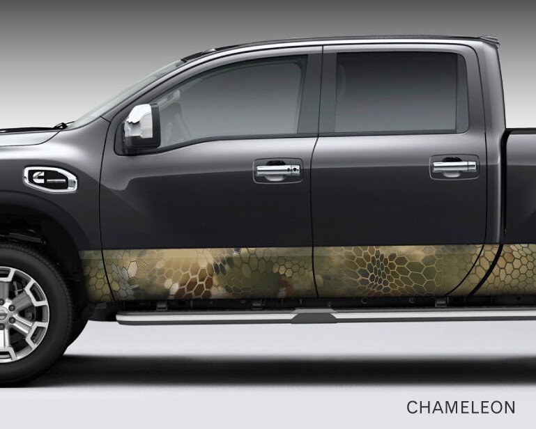 Camo “Chameleon” Rocker Panel Graphic Decal Wrap Kit Truck SUV – 6 Size Options