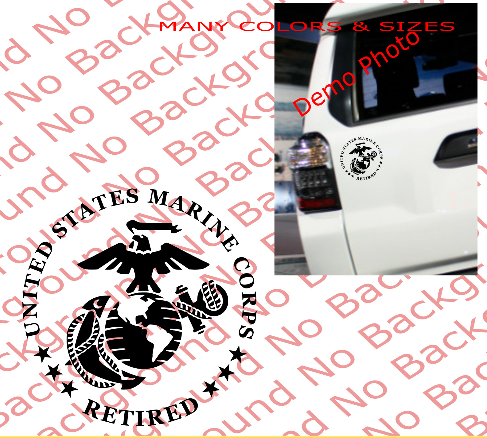 USMC United States Marine Corps Vinyl Decal Marines Retired Semper Fidelis AY032