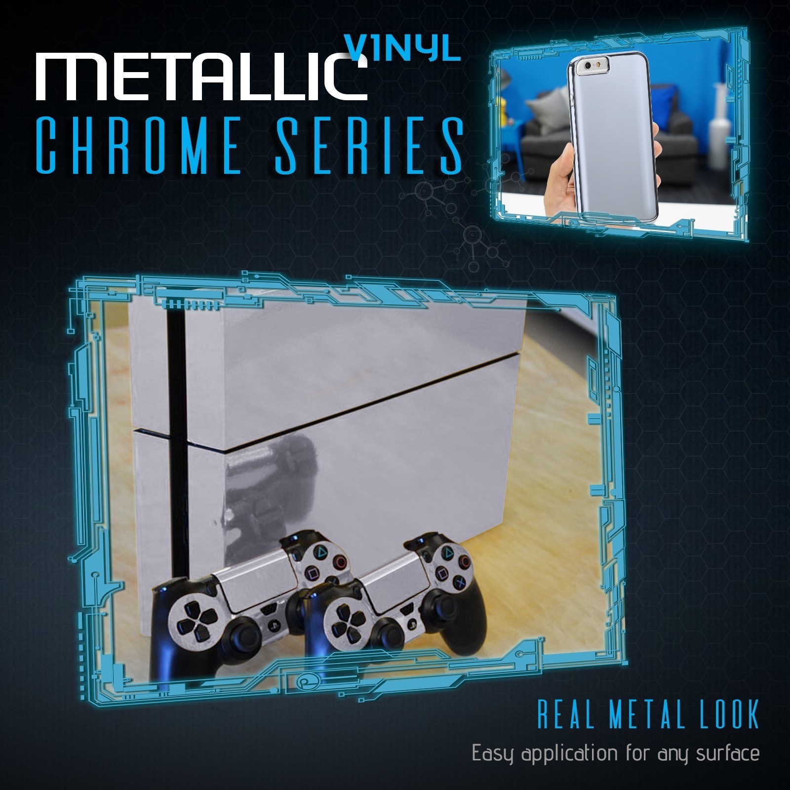 Silver Chrome Mirror Vinyl Wrap Film Sticker Decal Bubble Free Air Release