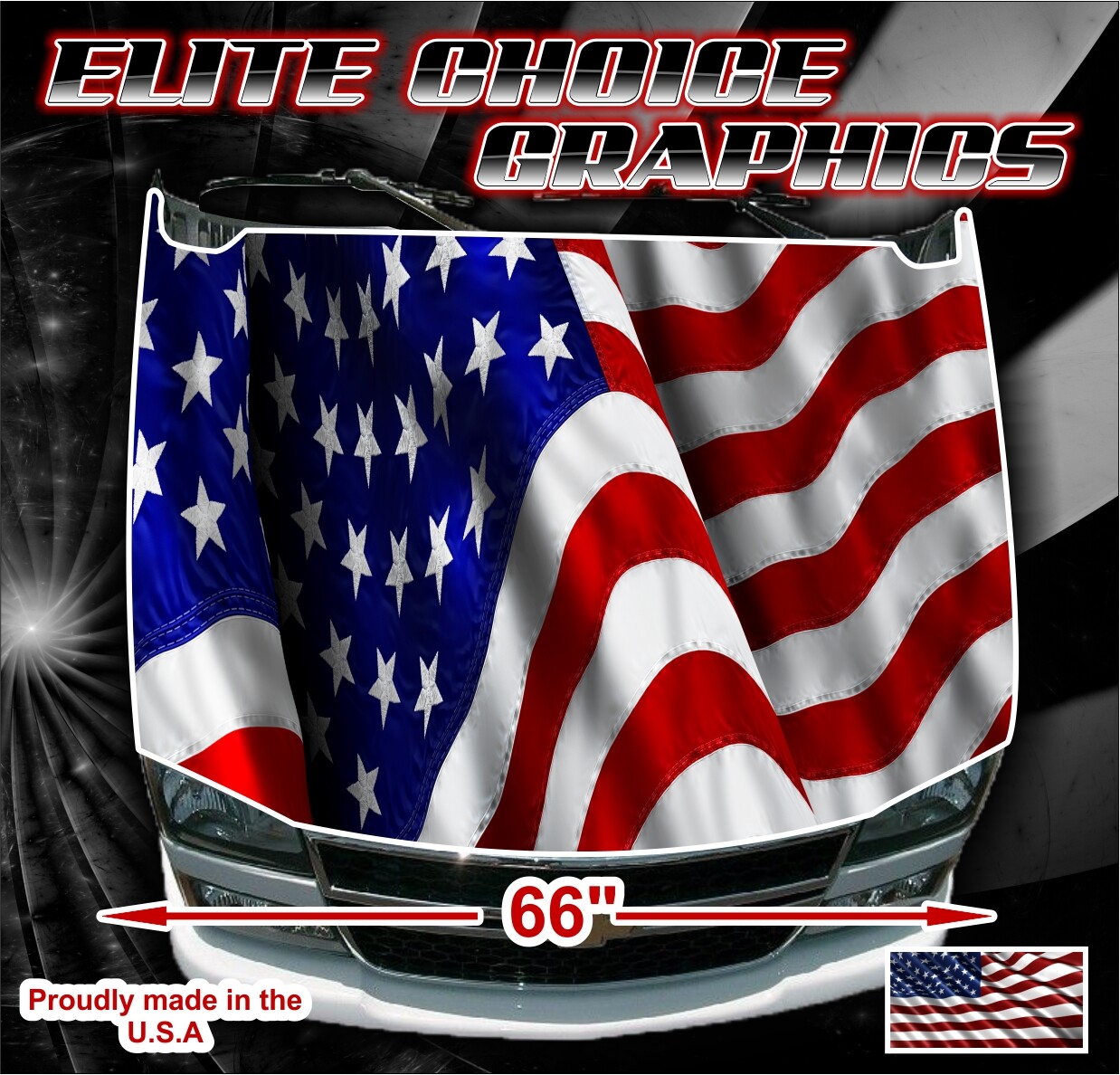 American Flag Curl Vinyl Hood Wrap Bonnet Decal Sticker Graphic