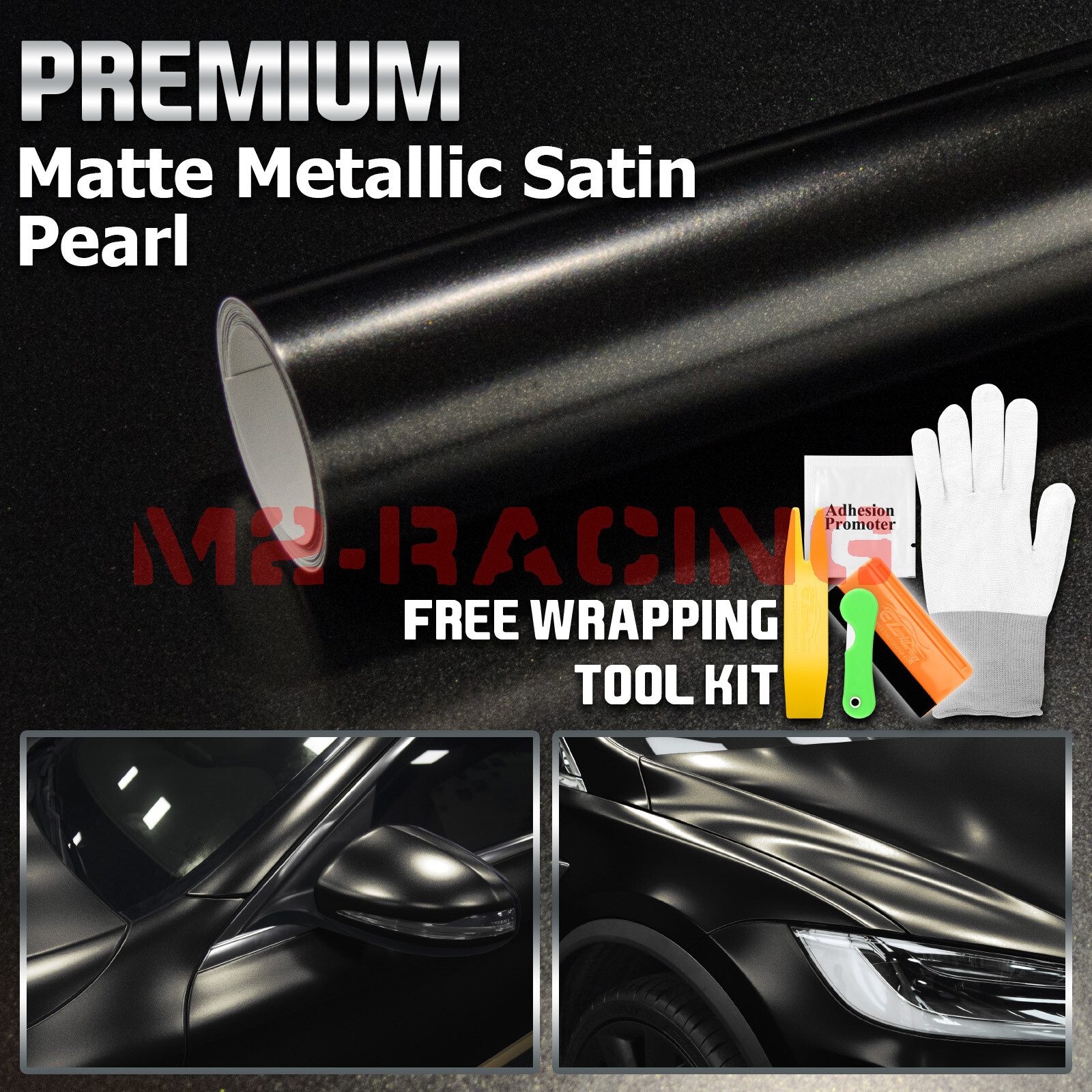 Matte Metallic Satin Pearl Black Vinyl Wrap Sticker Bubble Free Film Decal DIY