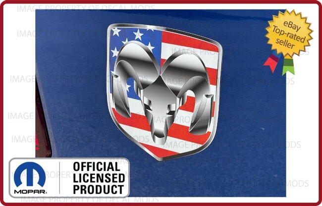 2x Dodge RAM Head Shield Logo Truck Decals Stickers American Flag USA FD1A0
