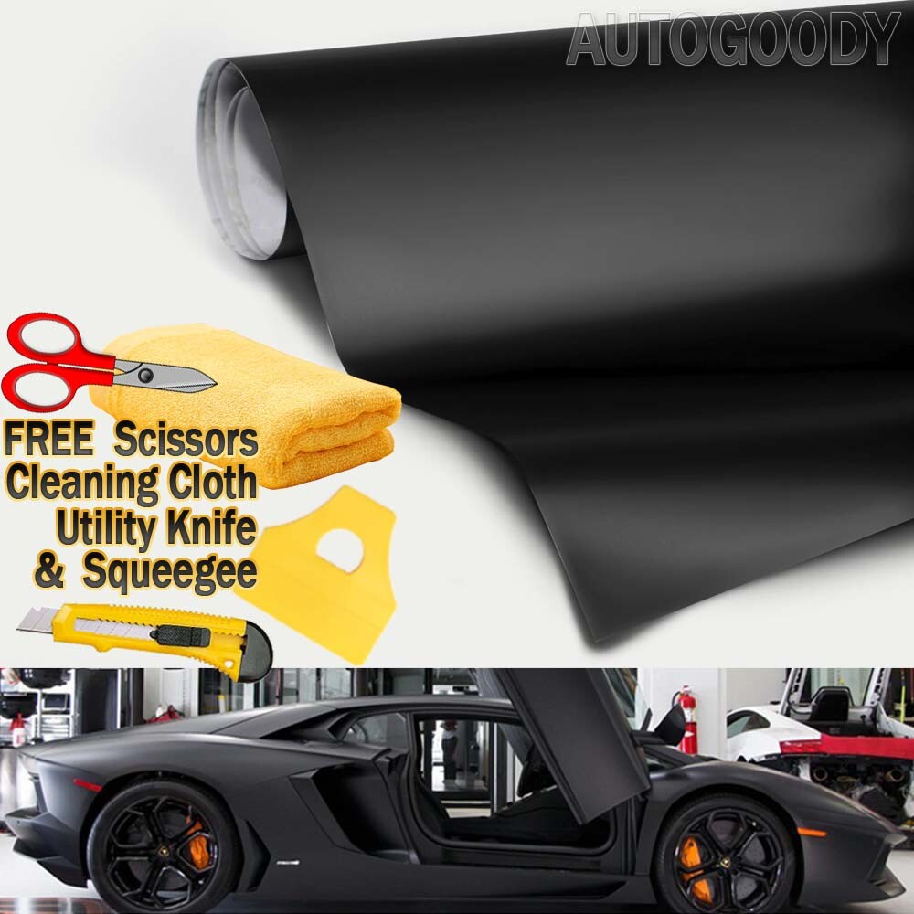 180″ x 60″ Matte Flat Black Vinyl Film Wrap Bubble Free Air Release 15ft x 5ft