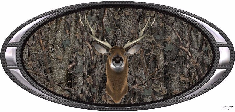 Deer buck oak ambush camouflage hunting vinyl graphic decal size options