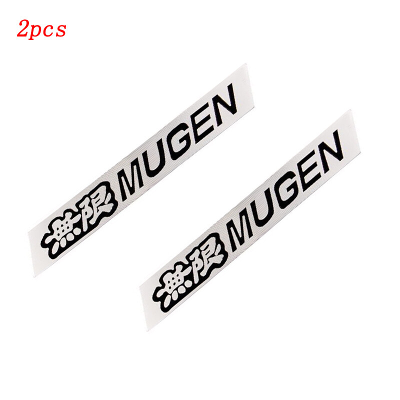 2X Silver Black Mugen Emblem Badge Side Spoiler For GT Wing TypeR Civic/Integra