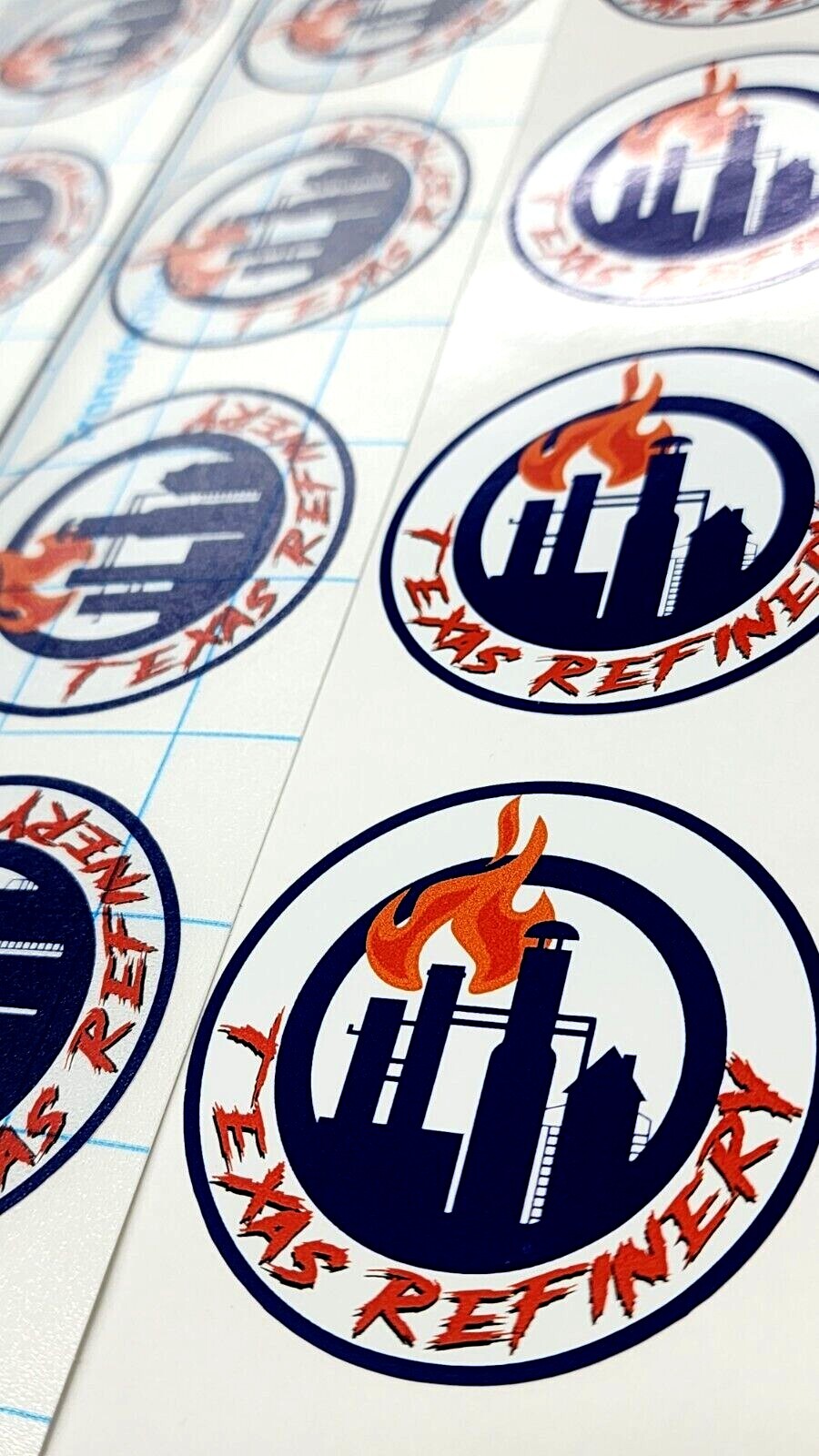 (2 STICKERS) TEXAS REFINERY 2″ 3/8 x 2″ 3/8 x Sticker Hard Hat Full color print