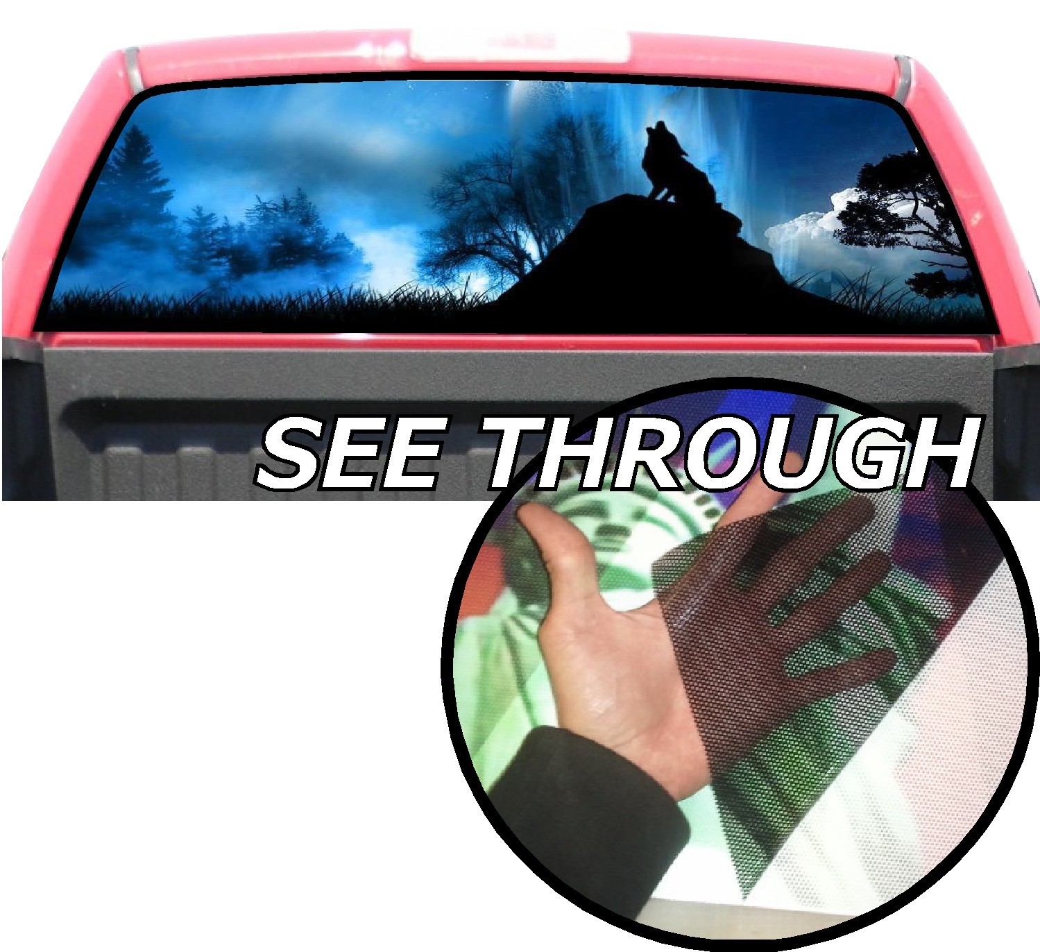 P223 Wolf Rear Window Tint Graphic Decal Wrap Back Pickup Graphics