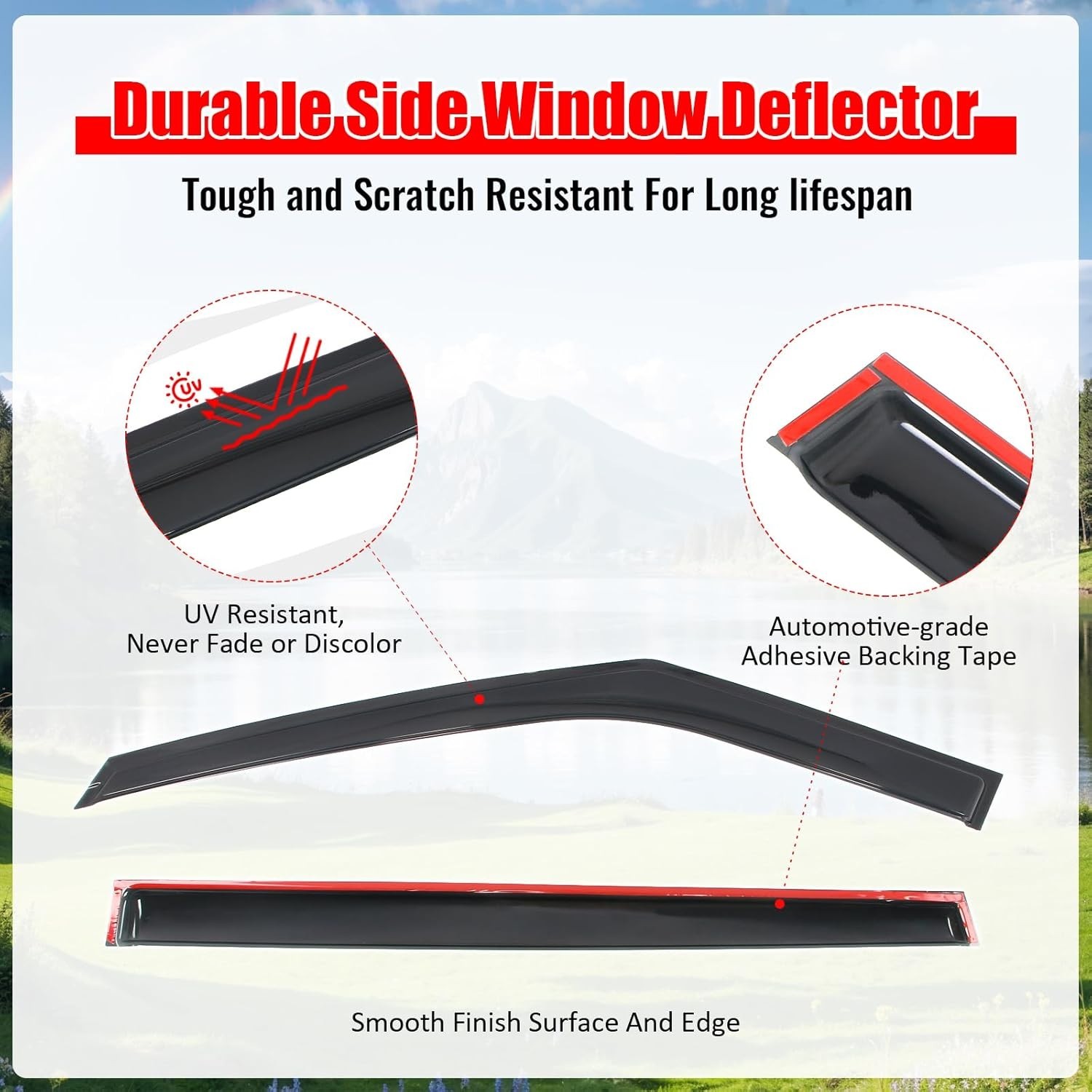 Tape on Window Visors Compatible with 2022-2026 Kia Carnival, Acrylic Smoke/T…