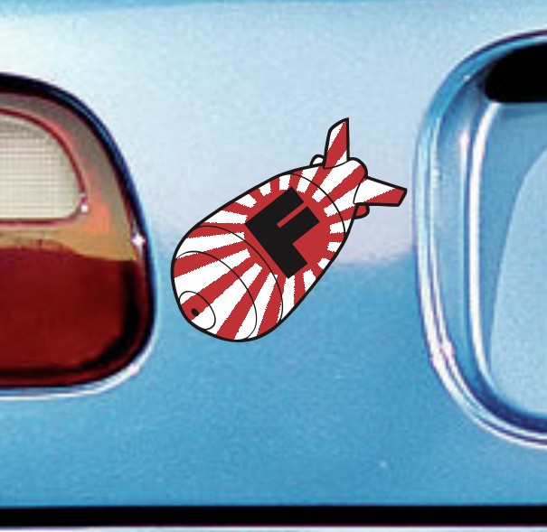 6″ F Bomb Rising Sun Vinyl Decal Bumper Sticker Nuke Atomic JDM Car Window Decal