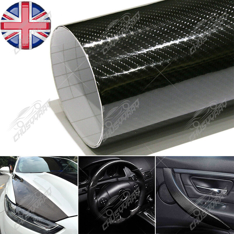 7D Car Vehicle Accessories Interior Panel Black Carbon Fiber Vinyl Wrap Sticker
