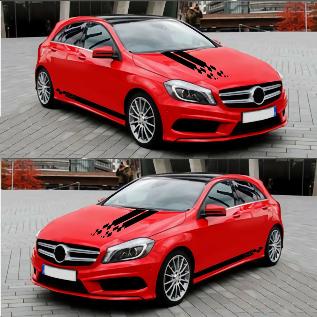 Sports Racing Vinyl Decal Hood Rearview mirror Side Skirt Strip Car Body Sticker