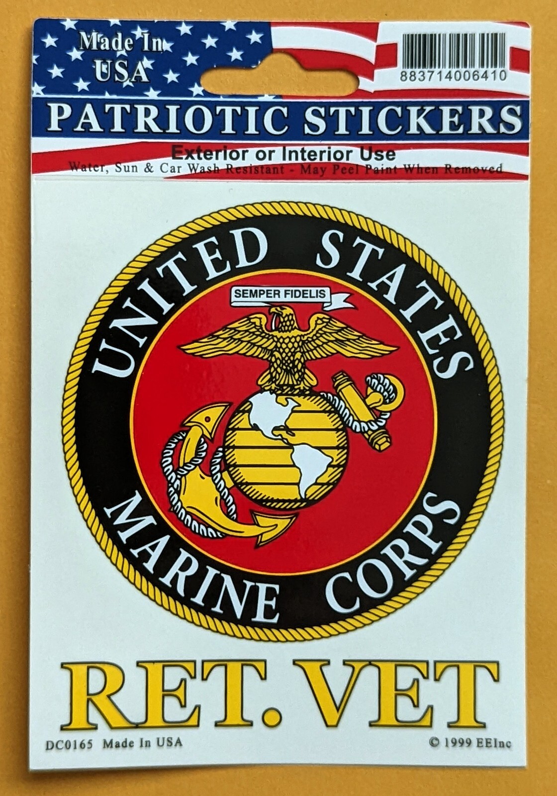 Patriotic Sticker: United States Marine Corps Retired Veteran / Holographic