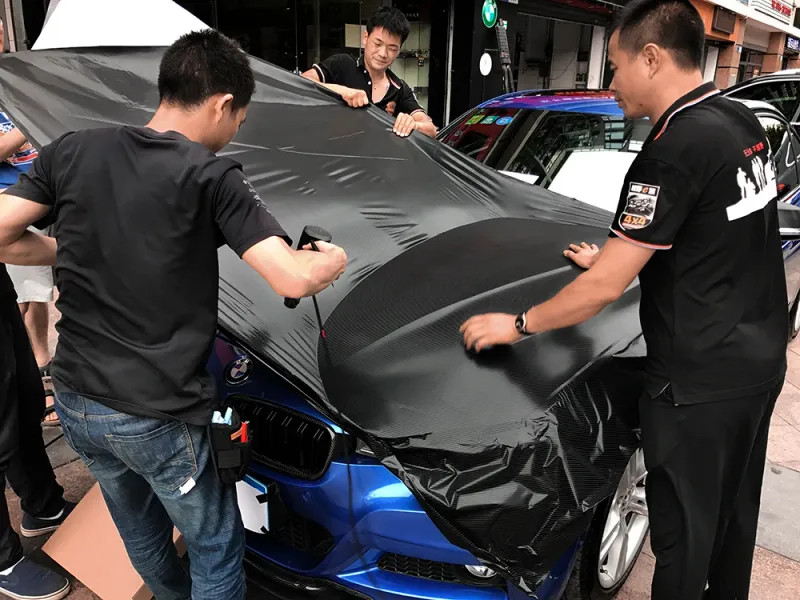 152x200cm 4D Carbon Fiber Car Wrapping Film DIY Hood Roof Sticker Accessories