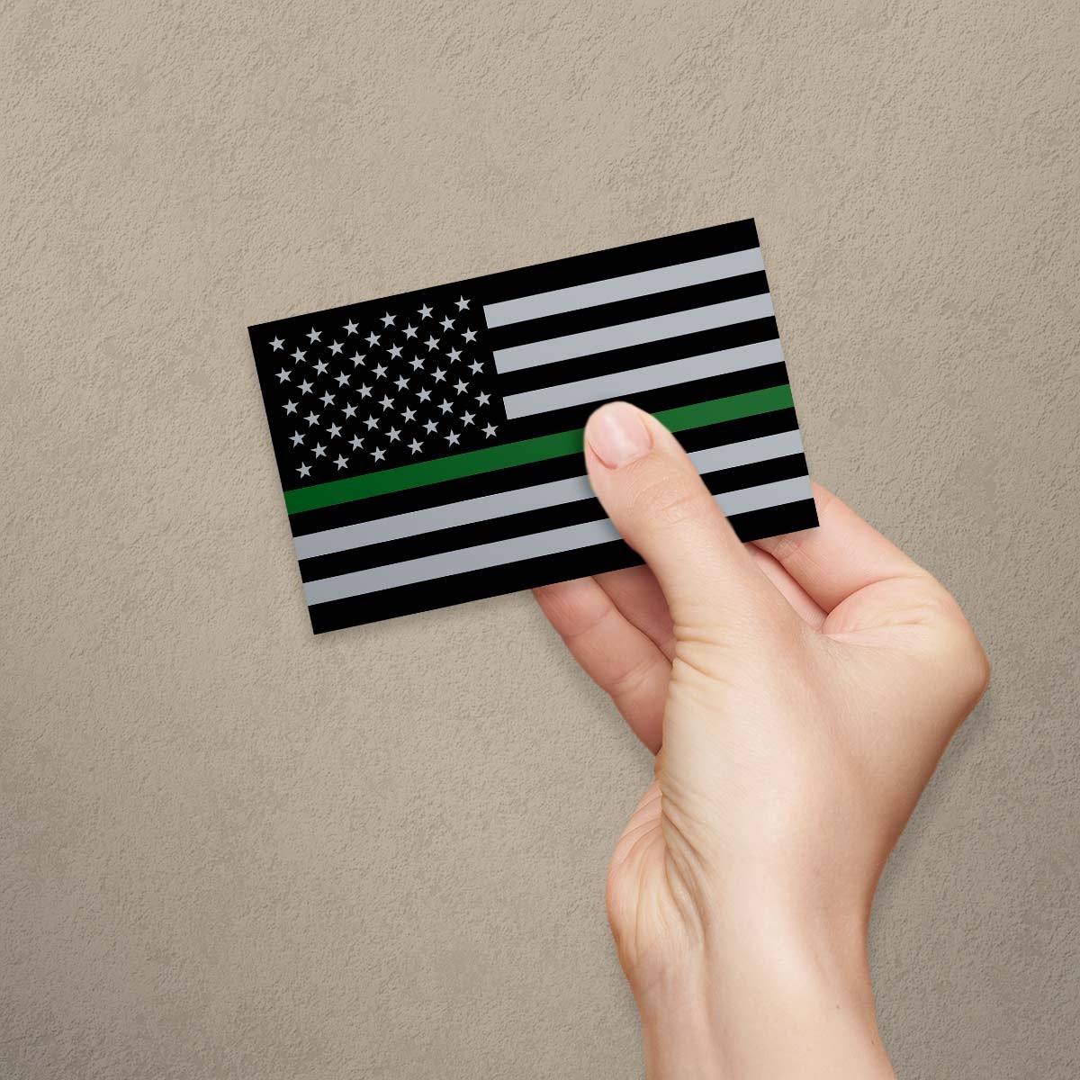 Vinyl Sticker, Thin Green Line Military USA Flag, Patriotic Die-Cut Decal