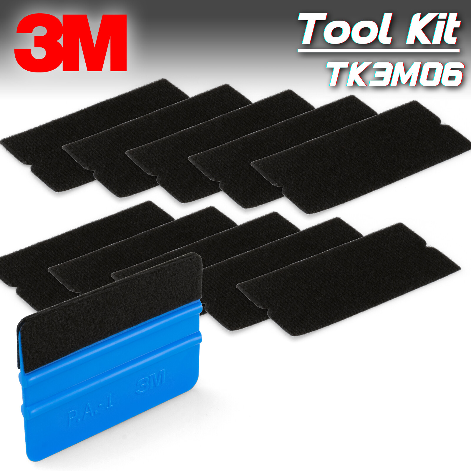 3M Blue Squeegee Applicator Tool Replaceable Felt Edge Tips and 10pcs Felt