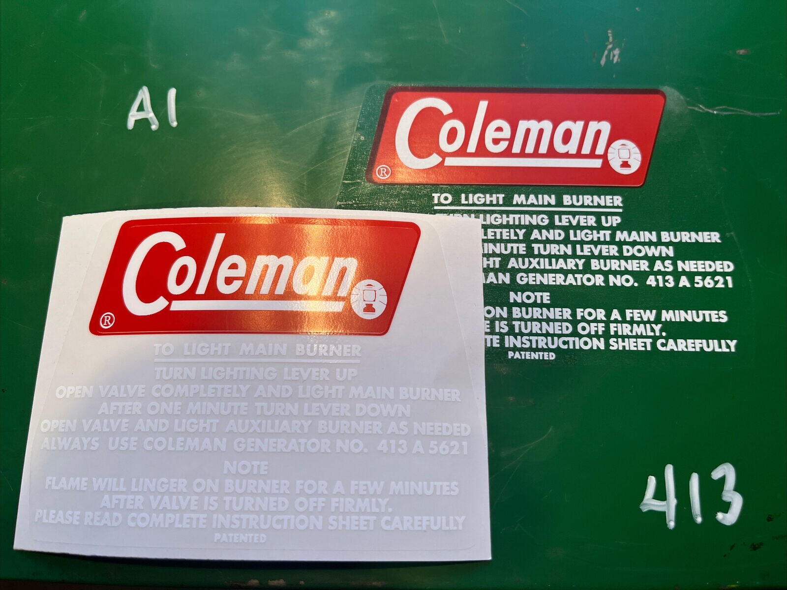 Coleman Decal For 413G, 426D A1 Stove And Others Vinyl Easy To Install Qty 1