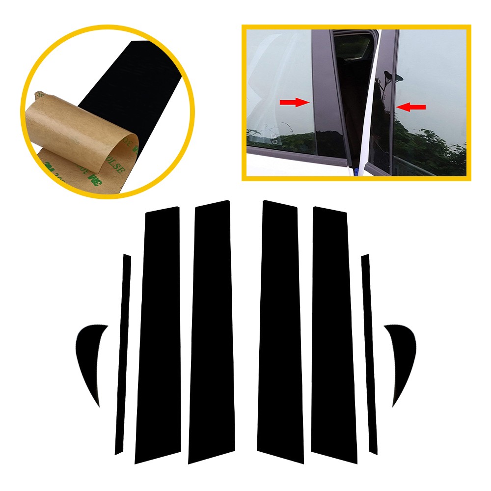 8PCS Piano Black Pillar Posts Window Door Decor Cover Fit Toyota Camry 2018-2021