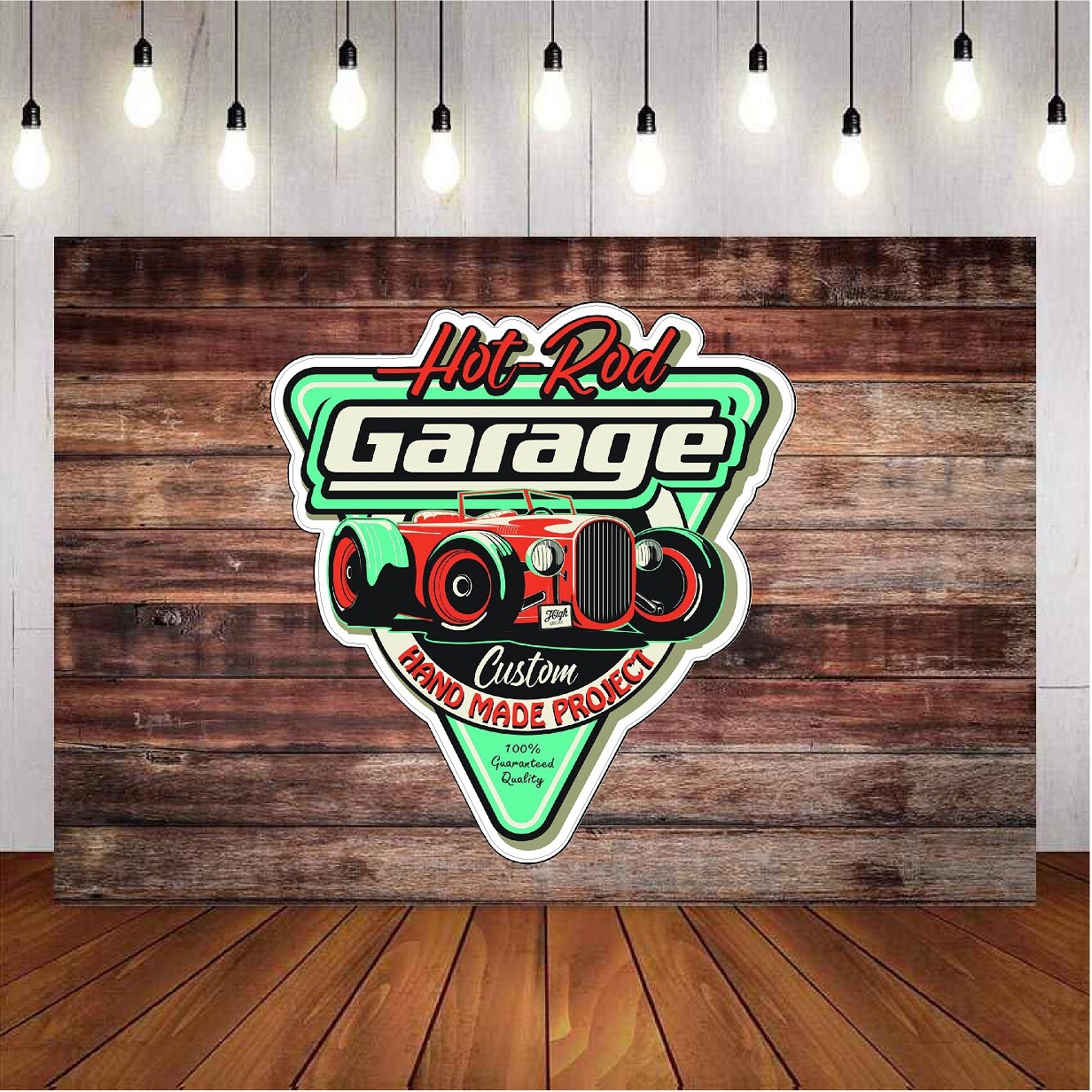 Vintage HOT ROD GARAGE Automobile Badge Laminated Vinyl Decal 