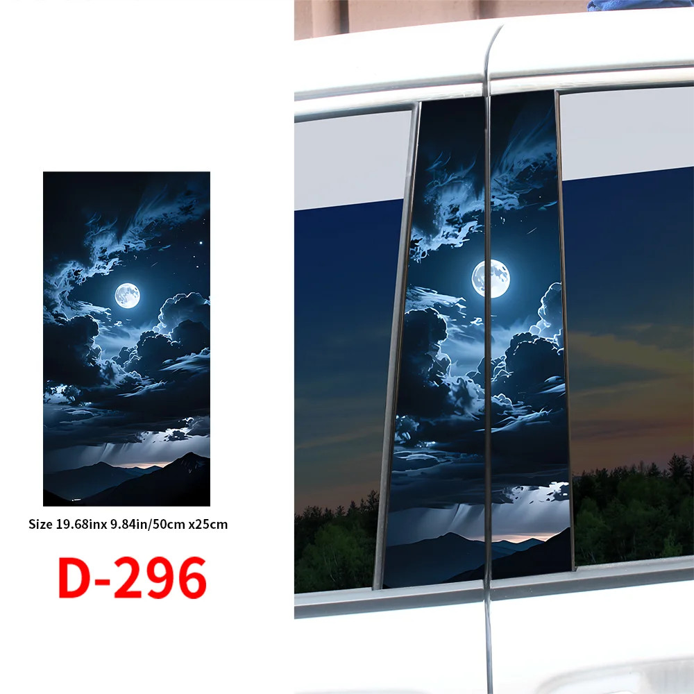 Dreamy Full Moon Starry Night Car B-Pillar Stickers Aesthetic Sky Vinyl Decals
