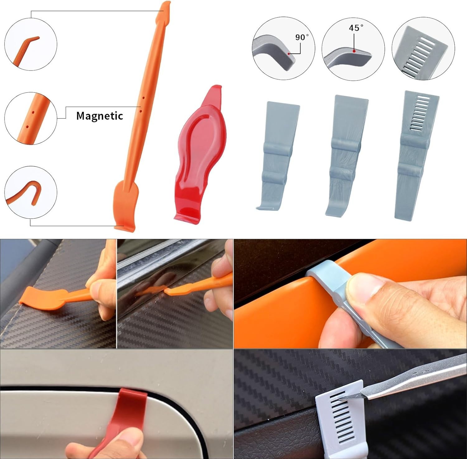 All-in-One Vehicle Vinyl Wrap Squeegee Kit: Magnetic Holder & Replacement Blades