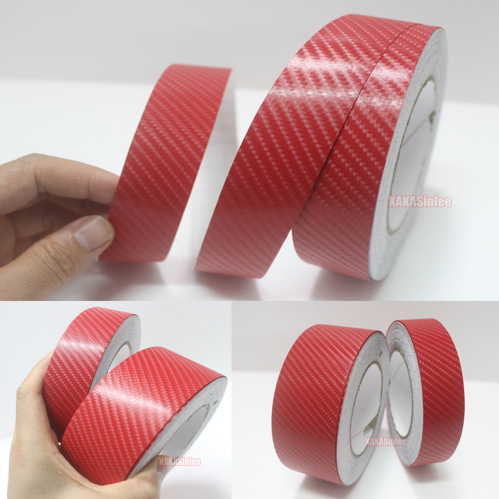 DIY – Adhesive Red 4D Texture Carbon Fiber Vinyl Tape Car Wrap Sticker Film – AB