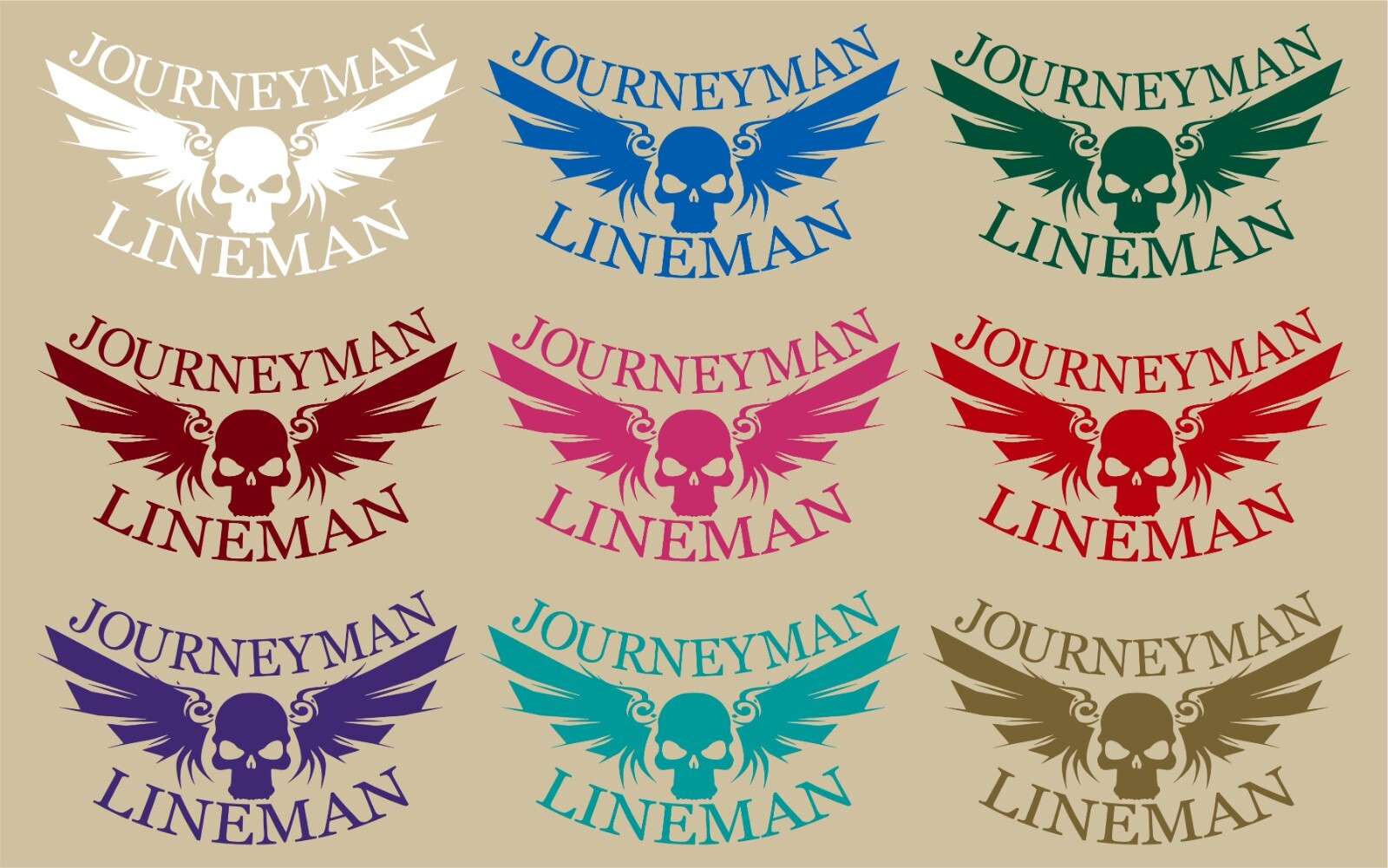 Lineman Journeyman Powerline Skull Wings Car Truck Window Vinyl Decal Sticker