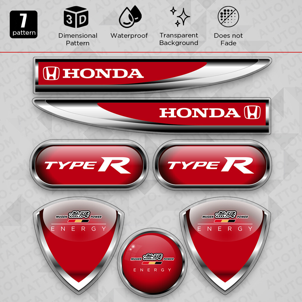 Universal Medal Mugen Power Type R Car Logo Sticker Vinyl 3D Decal Stripe Decor