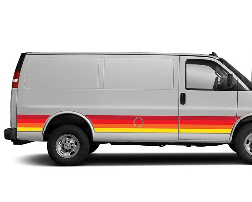 Retro stripes graphic decals stickers vinyl kit for Chevrolet Express Van Chevy