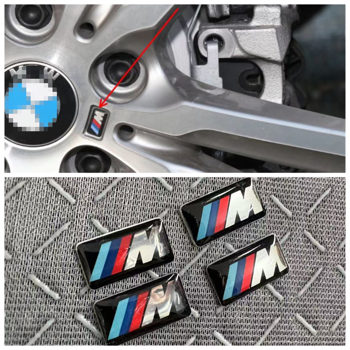 4PCS 17MM X 9MM WHEEL M BADGE STICKER EMBLEM Decorative DECAL FOR BMW