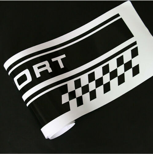 Racing Plaid Hood Door Fender Skirt Side Stripes 2pc Decal Sticker for Sport Car