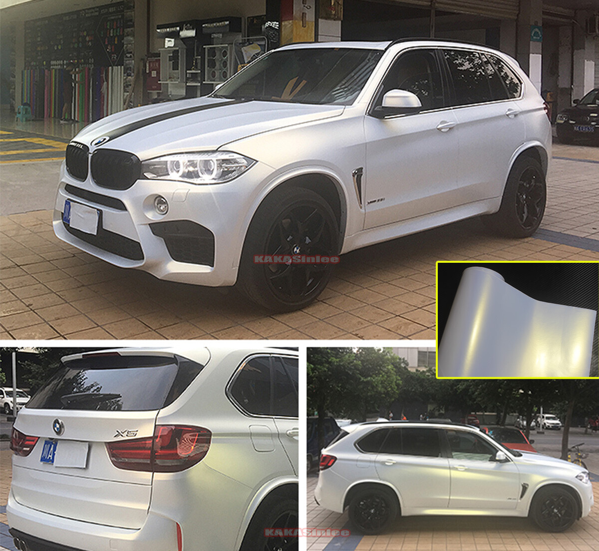 50FT Satin WH Gold Chameleon Whole Car Vinyl Wrap Pearl Metal Hood Sticker BO