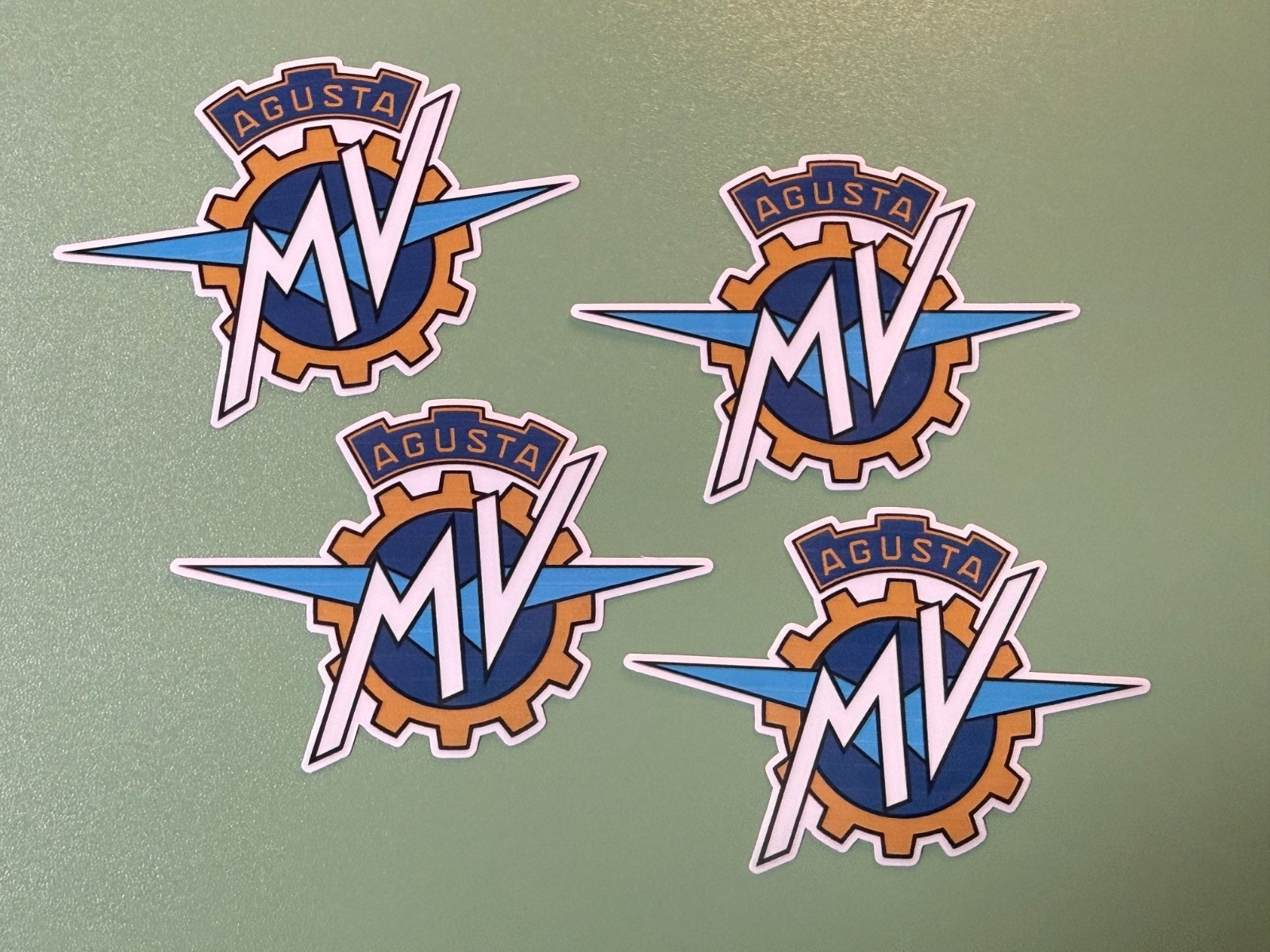 x4 3 inch MV Agusta Stickers Decal Logo Blue Gold White Motorcycle Brand Fairing