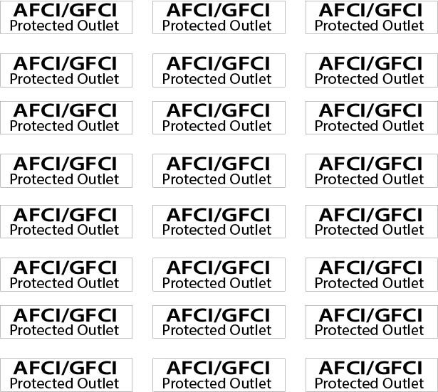 AFCI-CFCI Protected Outlet Sticker 24 Pack .25″ x 1.0″ Free Ship and Tracking