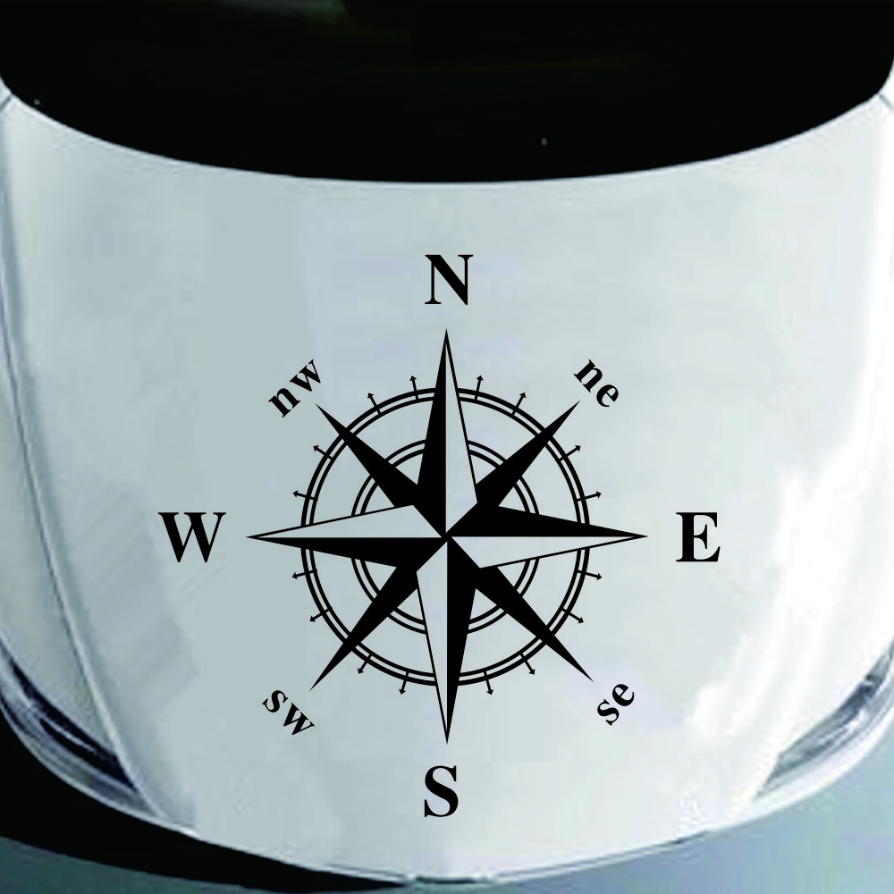 Navigation Compass Graphics Sticker Car Hood Body Side Vinyl Decal Decor Black