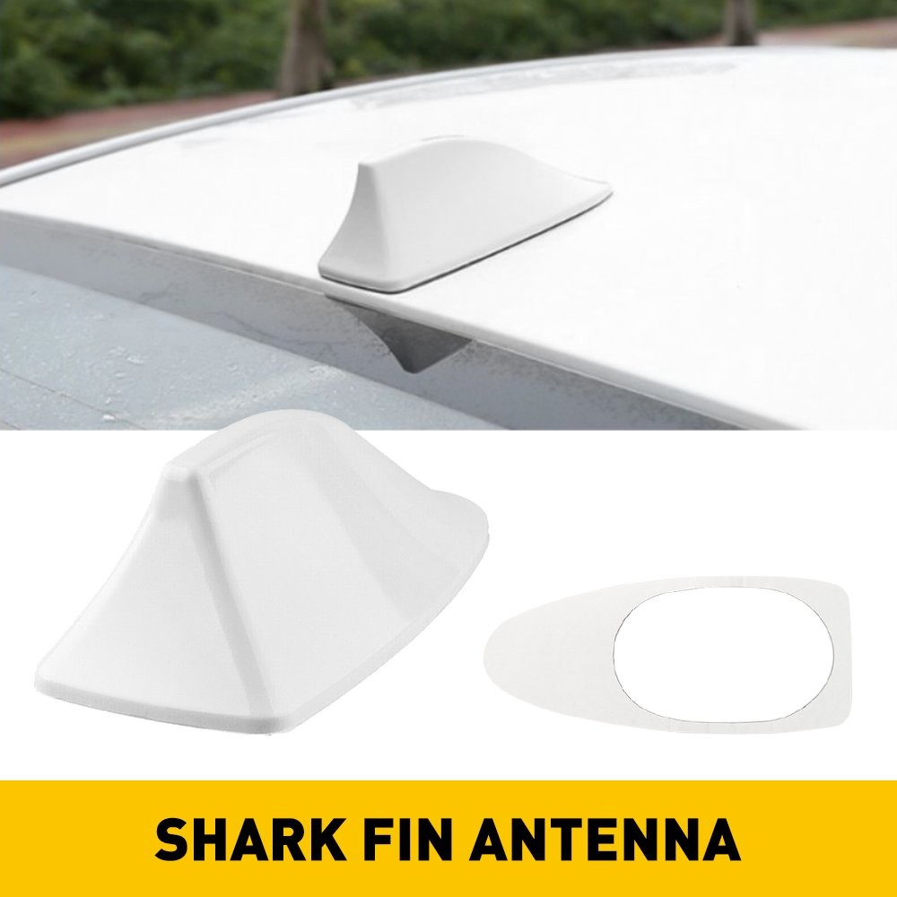 1/2x White Car Shark Fin Roof Antenna Radio FM/AM Signal Aerial Auto Accessories