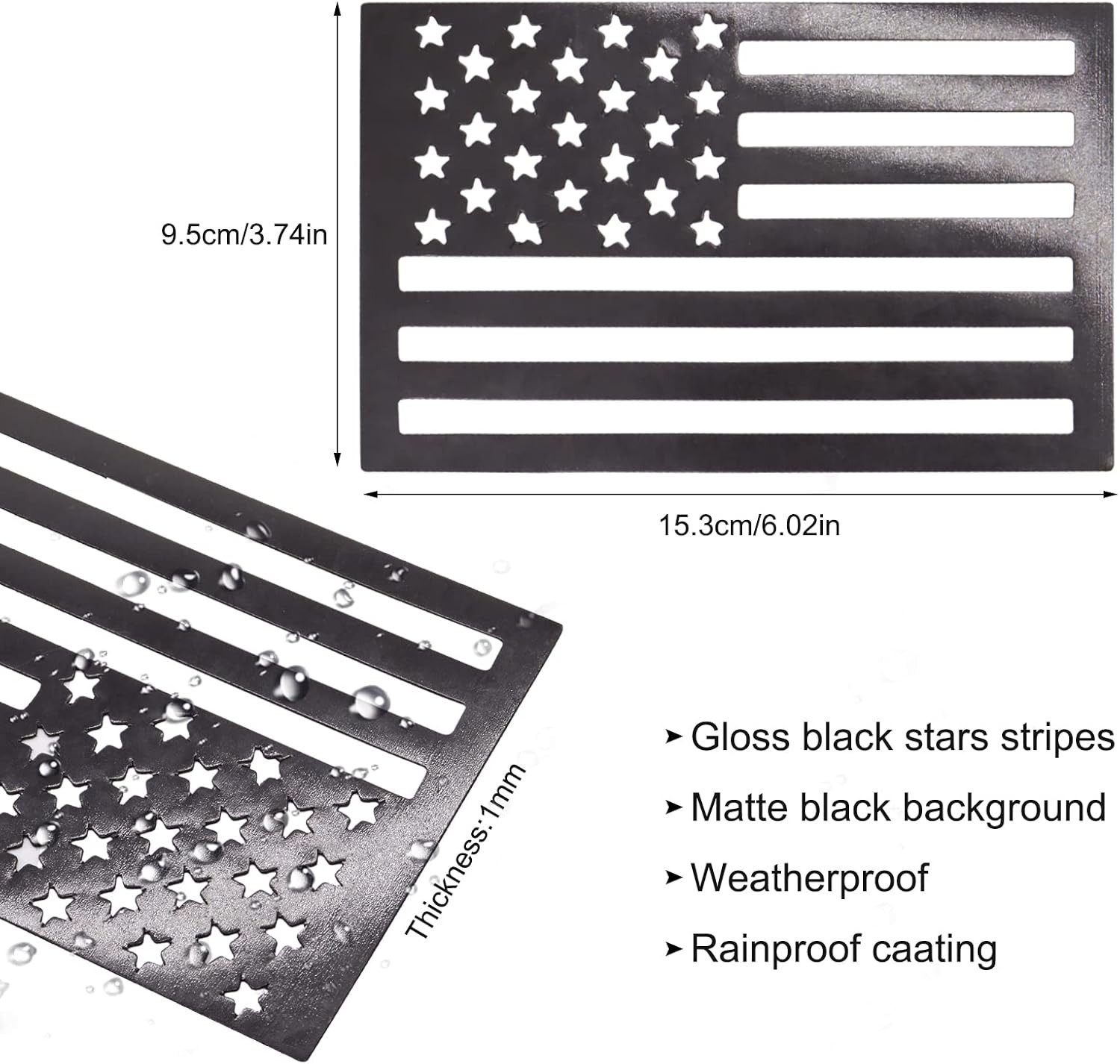 Reflective American Flag Magnet Decals Set of 2 – 6.1×3.7 Inch for Cars