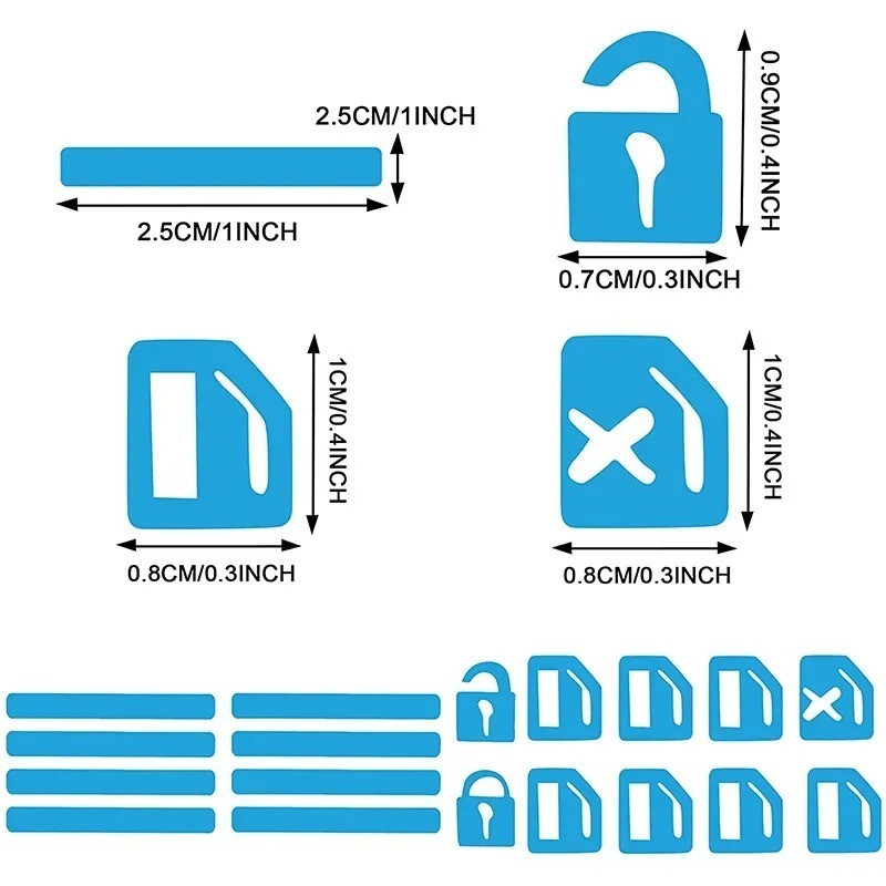 18PCS Luminous Car Window Button Stickers Control Panel Decals Set