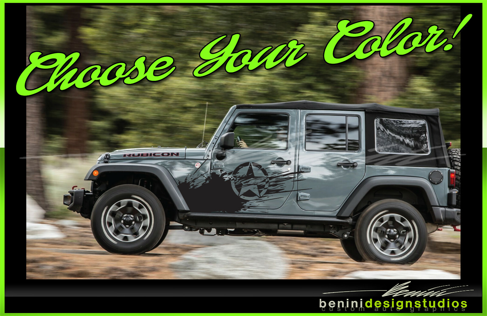 Mud Splash Army Star Graphics 1 – FITS 2007 and up Jeep Wrangler JK JL 2/4 Door
