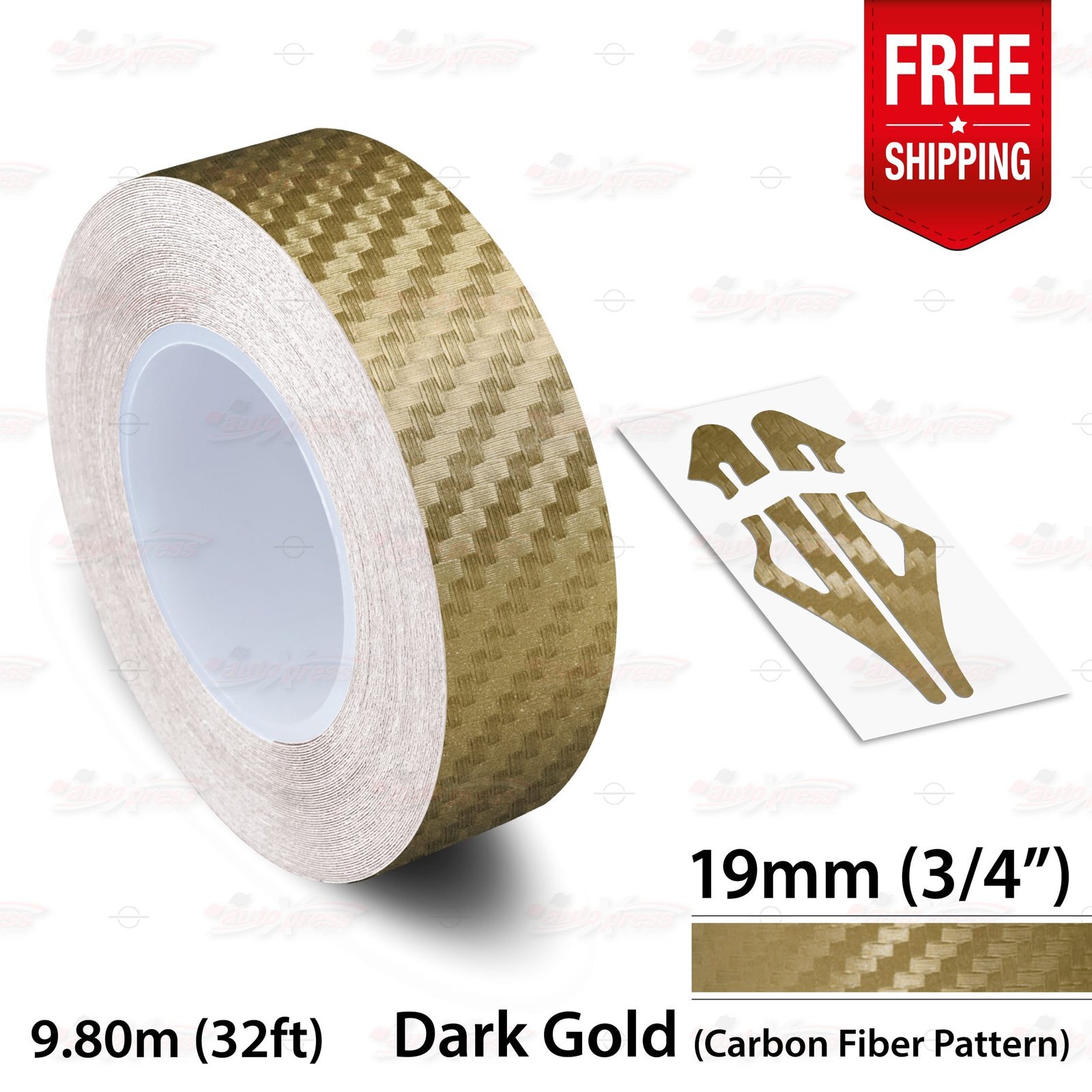 CARBON FIBER DARK GOLD 3/4″ 19mm PIN STRIPE Striping TAPE Decal Vinyl Sticker