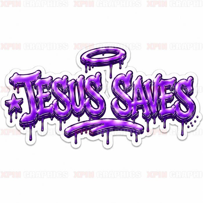 Jesus Saves Graffiti Vinyl Decal Sticker Religious God Lord E