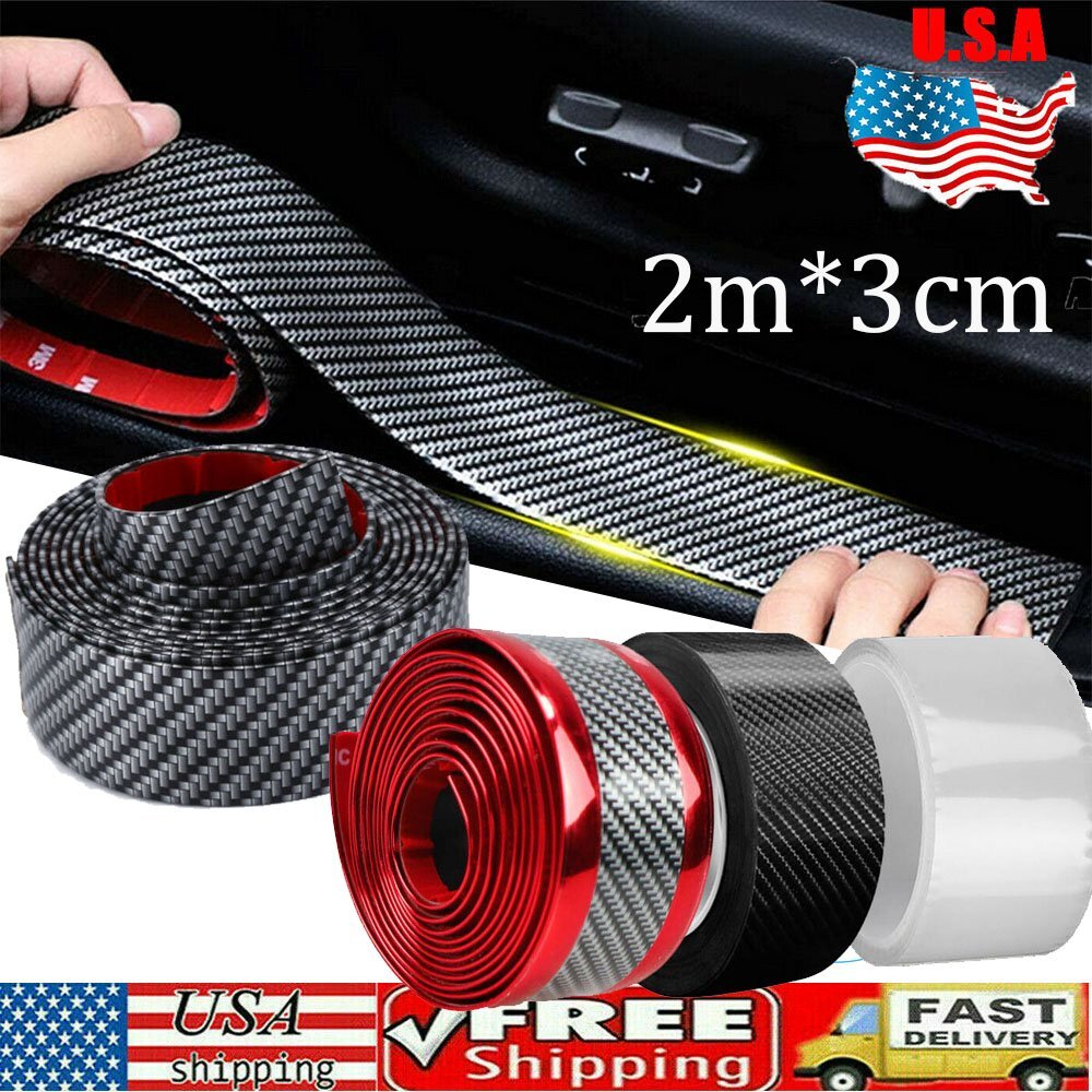 Carbon Fiber Vinyl Car Door Sill Scuff Cover Plate Sticker Protector Accessories