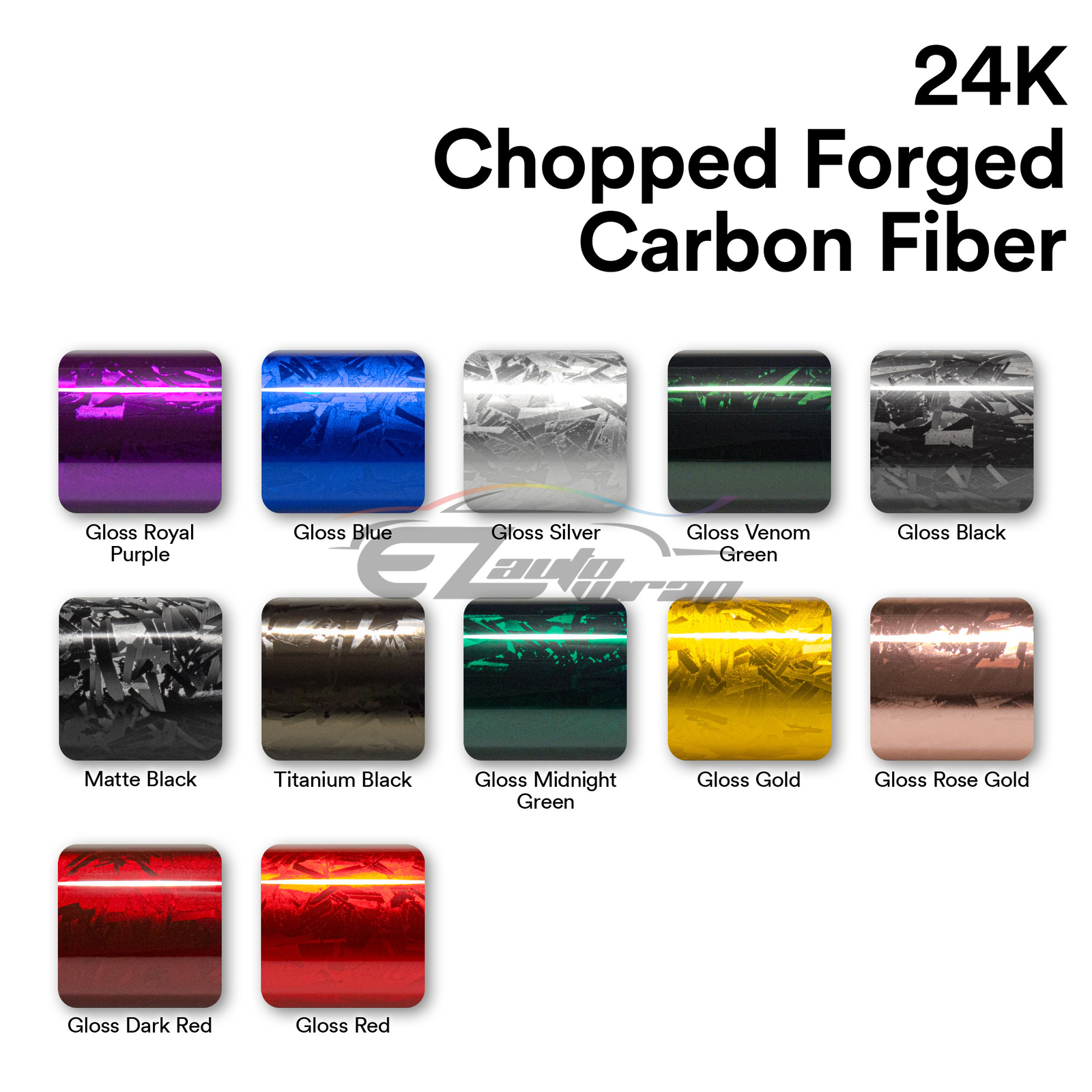 24K Chopped Forged Carbon Fiber Gloss Blue Car Vinyl Wrap Sticker Decal Sheet