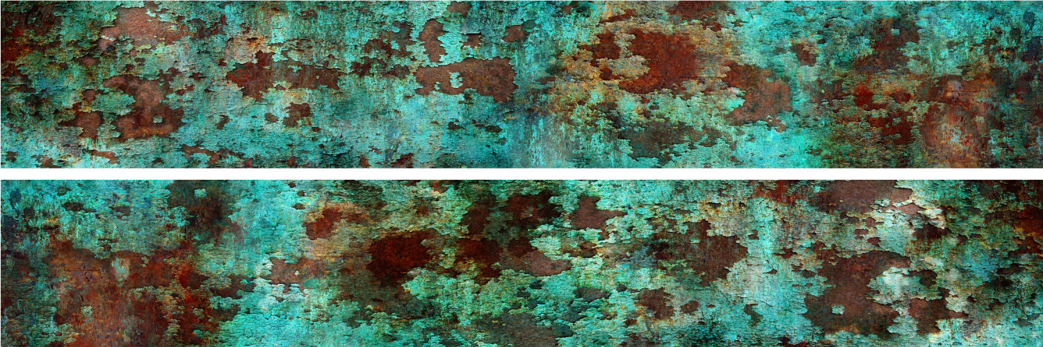 2-58″x360″ (720″ total) Rust Patina Teal Green Blue Grunge Vehicle Boat Wrap ATV