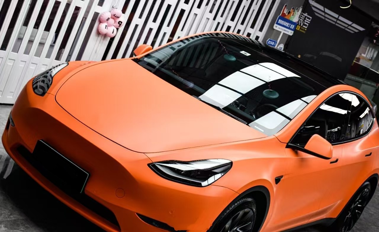 2020-2024 Tesla Model Y Paint Protection Film Wrap Color Change Flat Orange PPF