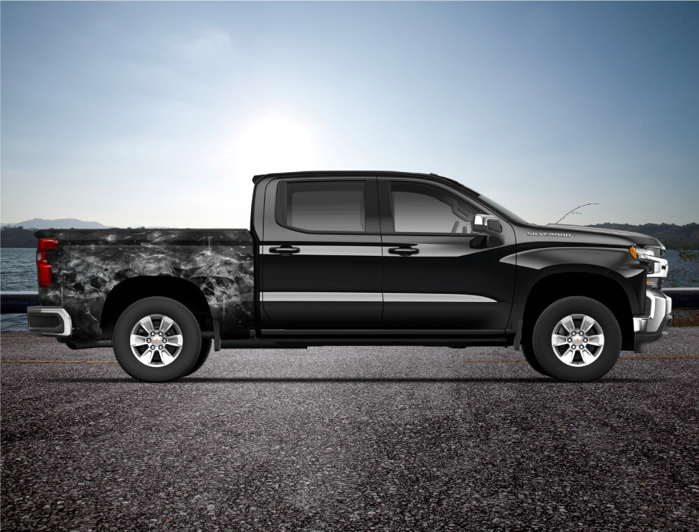 Flame Fire Skulls Truck Wrap Vinyl Bed Side DS PS Graphic Decal 80″x40″ Tailgate